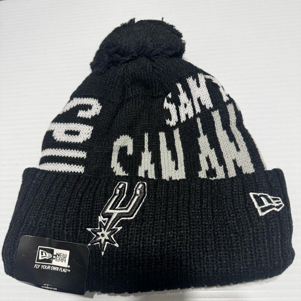 New San Antonio Spurs New Era Black Knit Beanie with White Accents